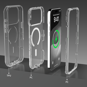 Neuerscheinung PC+TPU 3-Schichten Transparente Robuste Panzerung Magnetische Stoßfeste Handyhülle für <span class=keywords><strong>iPhone</strong></span> <span class=keywords><strong>11</strong></span> <span class=keywords><strong>12</strong></span> 13 15 Plus 17 Pro Max - Product Image 1