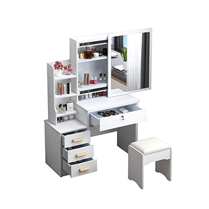 Trendy Plastic Material Bay Window Integrated <b>Dressing</b> <b>Table</b> Storage Cabinet Small Apartment <b>Makeup</b> Desk 1-Year for Household - Product Image 1