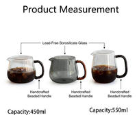 Jarra de Vidrio de Borosilicato de Alta Calidad de 450ml y 550ml, Tejida a Mano con Ratán, Transparente, para Café de Goteo, Uso Doméstico, Venta al por Mayor
