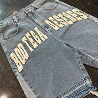 Shorts en Jean Y2K pour Homme ZY, Personnalisés en Gros, avec Broderie à la Poche Arrière, Style Streetwear Baggy Skate