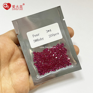 Bán Buôn Loose Lê Cắt Mặt Đá Quý 3 # Rose 5 # Ruby 8 # Pigeon Máu Đỏ Tổng Hợp Corundum - Product Image 4