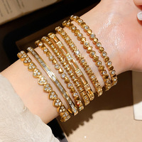 Bracelet élégant anti-ternissement pour femme, bijoux de créateur, plaqué or 18 carats, acier inoxydable, zircon