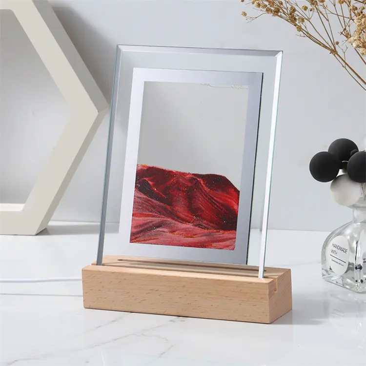 Woonkamer Decor 3d Bewegende Kunst Drijfzand Schilderen Magnetische Kleurrijke Led Mini Decoratief Glas 3d Moderne Kunst Zandloper