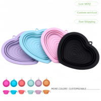 Produits pour chiens entièrement personnalisés, bol pliable pour animaux de compagnie en forme de cœur, durable, en silicone de qualité alimentaire, bol d'eau pliable pour chien