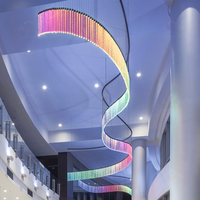 Lustre moderne programmable à tiges de cristal pour hôtels, éclairage de plafond design, tiges de verre éblouissantes personnalisées, LED à hauteur réglable