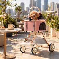 Poussette 2 en 1 pour animaux de compagnie, pliable, avec porte-animaux détachable, housse de pluie respirante, design portable, poussette pour chien et chat pour l'extérieur