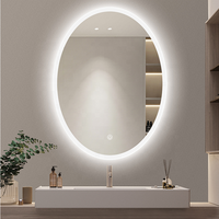 Miroir mural LED de forme ovale de haute qualité, anti-buée, miroir de vanité de salle de bain pour hôtel