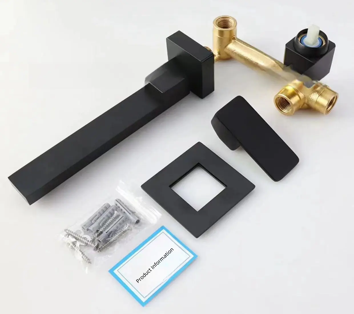 Black Wall Mounted Tub Filler Washing Water Outlet Machine Tap And Shower Faucet Spout Cooper Cold Water