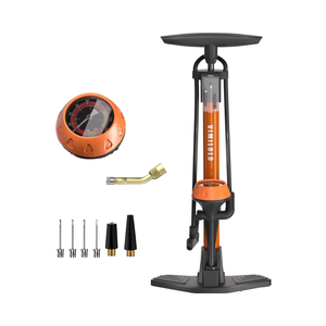 Pompe à vélo portable avec valve Presta Schrader <span class=keywords><strong>gonfleur</strong></span> de pneu monté au sol et jauge pour vélos - Product Image 1