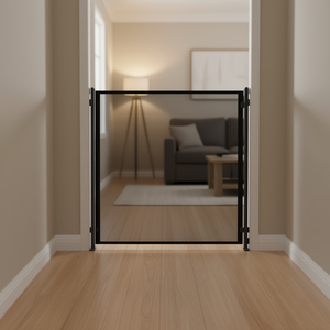 Cancelletto Retrattile Nero per Animali Domestici 40.4x49.2 Pollici con Funzione Pieghevole per Interni - Product Image 2