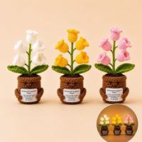Pot de fleurs en crochet fait main en gros, pot de fleurs en fil tricoté, plante artificielle, décoration de bureau, porte-cartes mignon, poupée, cadeau, décoration intérieure