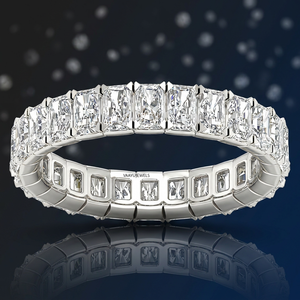 Anillo de Eternidad Completo con Diamante Cultivado en Laboratorio, Corte Radiante, Certificado IGI, Oro 10K 14K 18K, Plata de Ley 925 935 - Product Image 1