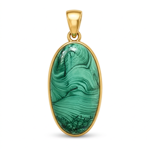 Pendentif en malachite naturelle plaqué or et argent de qualité export Ha Gems, serti de pierres à votre choix, vente en gros - Product Image 1