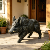Statue de sanglier réaliste en résine, finition antique, figurine animale, ornement paysager en résine pour extérieur, jardin, pelouse, parc, villa