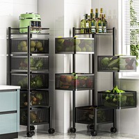 Eenlaags PP+Koolstofstaal keukenkar met rolwagensysteem voor fruit, snacks, groenten en boodschappenopslag - Zwart/Wit