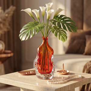 Modernos Floreros de Vidrio de Boca Pequeña para Regalo, Color Rojo Transparente, Florero para el Hogar, para Fiestas, Jardín, Decoración del Hogar - Product Image 3