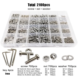 2100 Cái/hộp M1.6 M2 M2.5 M3 GB2672 304 Thép Không Gỉ Máy Giặt Nut Sáu Thùy Torx Pan Đầu Tròn Vít Bolt Set Assortment Kit Hộp - Product Image 2