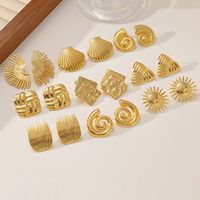 Boucles d'oreilles tendance en acier inoxydable 304, plaquées or, étanches, sans nickel, résistantes à la décoloration, style vintage français minimaliste, vente en gros