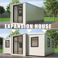 Petite maison préfabriquée pliable et portable Maisons de stockage portables à 4 chambres à coucher Maison en conteneur double extensible de 40 pieds avec terrasse