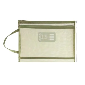 A4 Stationery <b>Storage</b> Bag Double-layer Mesh Zipper Bag Large Capacity Organizer Cosmetic Makeup Bag Transparent <b>File</b> Folders - Product Image 1