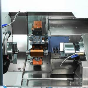 เครื่องกัด CNC แบบ3แกนความแม่นยำสูงสำหรับงานหนักการควบคุมเครื่องจักรแบบสองแกนหมุนเครื่องป้อนอัตโนมัติป้อมปืนแท่นเอียง - Product Image 5