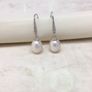 Boucles d'oreilles clous KAMMY vintage en argent sterling 925 avec perle naturelle d'eau douce en forme de riz 7-7,5 mm, tendance pour femme - Product Image 5