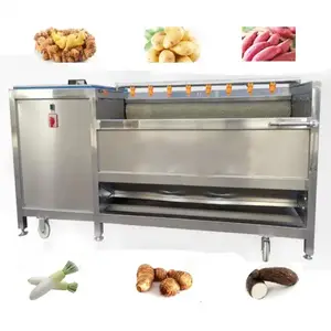 High Efficiency Easy Operation Carrot Potato Brush Roller Washer Machine / Vegetable Fruit Washing Peeling Machine