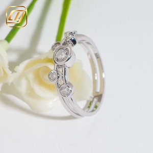 Anillo de Diamantes Cultivados en Laboratorio de Plata de Ley 925, Diseño de Burbuja, Doble Banda, Anillo de Compromiso para Mujer, Joyería Fina para Boda - Product Image 4