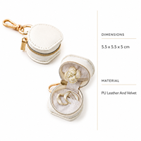 Boîte à bijoux ronde personnalisable à double couche avec boucle, mini boîte cadeau portable pour bague, boucles d'oreilles, collier, présentoir à bijoux