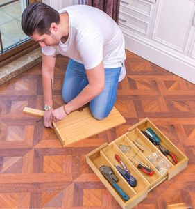 ตัวจัดระเบียบลิ้นชักไม้ไผ่แบบขยายได้ตัวจัดระเบียบลิ้นชักในห้องครัวแบบปรับได้คุณภาพสูง - Product Image 5