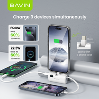 Banque d'alimentation portable BAVIN Factory PC1092S PC1091S, petit format, port USB-C, charge rapide, 5000 mAh, pour téléphone