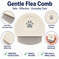 Peigne anti-puces doux pour chats à poils longs et petits chiens, dents ultra fines, élimine les puces, les œufs et la saleté, pointes arrondies, sûr et ergonomique