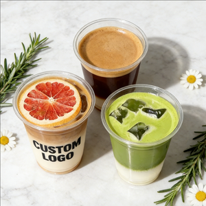 Gobelets à café glacé en plastique transparent personnalisés de 16 oz avec couvercles en PET pour la scène café - Product Image 5