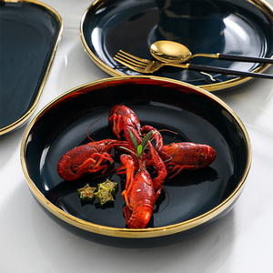 Bộ đĩa ăn sứ men màu Bắc Âu viền vàng, khuyến mãi nóng, bền vững, thân thiện với môi trường, dùng cho Giáng sinh - Product Image 4