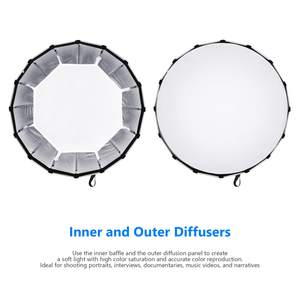 Quick Set 70 90 120 cm Bowen's Mount Photographie Boîte souple parabolique Studio Photo pour Godox pour Neewer GVM pour Aputure <span class=keywords><strong>Amaran</strong></span> - Product Image 3