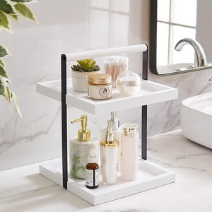 <b>Bathroom</b> Storage Rack 2 Tier White Freestanding Shelf For Toiletries And <b>Bathroom</b> <b>Accessories</b> - Product Image 1