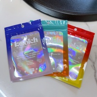 Bolsas láser de plástico Mylar impresas personalizadas, bolsas a prueba de olores, cremallera, almacenamiento resellable, embalaje holográfico