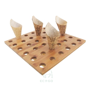 Natural Bamboo Straight Multi Level Food Cone Display Stand, Bamboo Food Cone Stand, <b>Sushi</b> Hand Roll Display Stand - Product Image 2