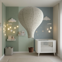 Ballon en tissu mignon, décoration de ballon à air chaud en tissu, lampe suspendue en coton faite à la main pour chambre d'enfant, étoiles et lunes