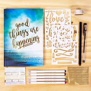 Kit de papeterie journalier à la mode, ensemble de papeterie, planificateur à spirales relié en cuir, fournitures de bureau et scolaires, articles de papeterie - Product Image 3