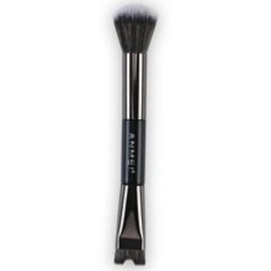 Pinceau de maquillage double embout en poils synthétiques avec manche en bois en forme de U pour le blush, l'ombre à paupières et le contour multifonctionnel du visage - Product Image 4
