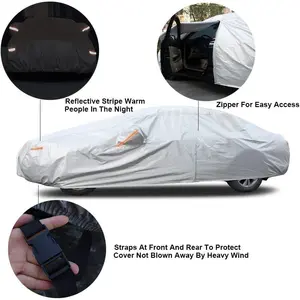 Heavy Duty 210D Oxford Silver Coated Anti-uv Rays Waterproof Universal Car Cover Outdoor