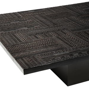 Mesa de Centro de Madera de Mango Estilo Industrial con Acabado Negro, Mesa de Madera Sólida para Sala de Estar, Muebles para el Hogar, Exportación - Product Image 4