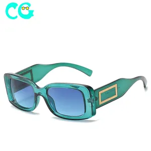 Yeni moda dikdörtgen metal süsleme marka tasarım kare güneş gözlüğü erkekler kadınlar güneş gözlüğü vintage küçük shades güneş gözlüğü