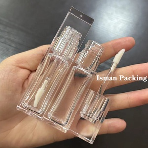 ISMAN - Tubo de Brillo Labial Cuadrado Transparente de 10 ml, Envase Vacío para Brillo Labial, Transparente como el Cristal, con Varita Aplicadora, Logotipo Personalizado - Product Image 2