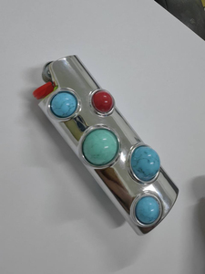 <strong>Color</strong> Rammel Flint Lighter J6 Cover <strong>Color</strong> Turquoise Diamond Movement Studded Other Lighter Case - Product Image 1