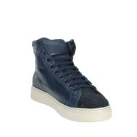 Baskets montantes en cuir Antony Sander NEVADA bleues pour homme, avec semelle intermédiaire en EVA et semelle extérieure en caoutchouc, amorties, à lacets, style basketball