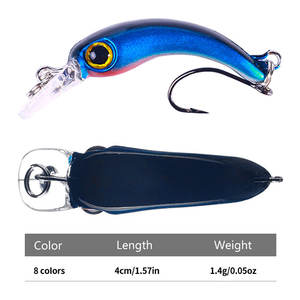 HENGJIA 4cm 1.4g <span class=keywords><strong>Micro</strong></span> Minnow Leurre de pêche Wobbler Appât artificiel dur pour truite et <span class=keywords><strong>perche</strong></span> avec yeux 3D 8 couleurs - Product Image 2