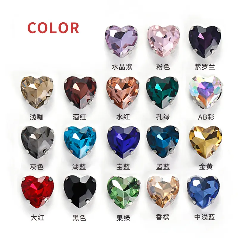 Perles de cristal en forme de cœur, 14MM, Multi couleurs, pêche, pendentif, perles en verre pour colliers, breloques, bricolage, cadeaux de noël, bijoux, couture