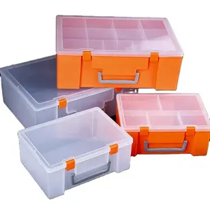 Caja vacía de plástico transparente de PP, piezas de joyería de celosía, caja de almacenamiento de juguetes artesanal, caja de herramientas de acabado de embalaje